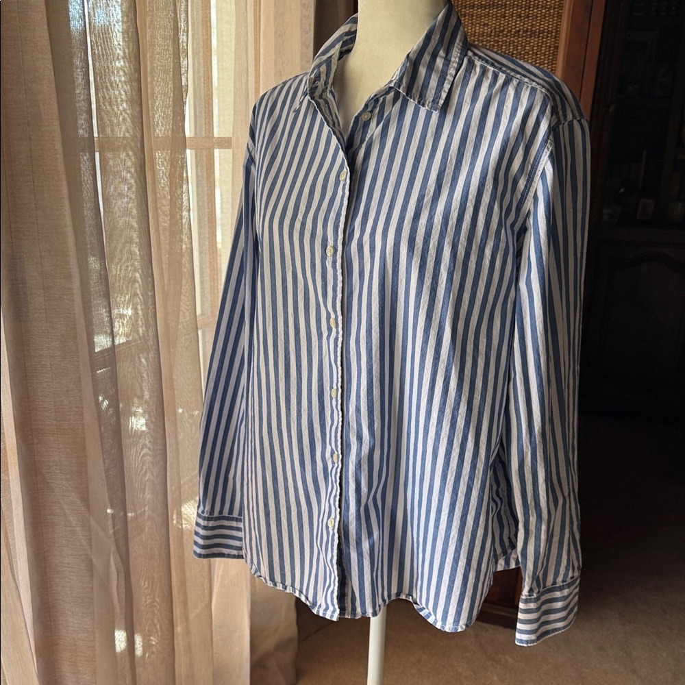 Blue and White Striped Women’s Shirt